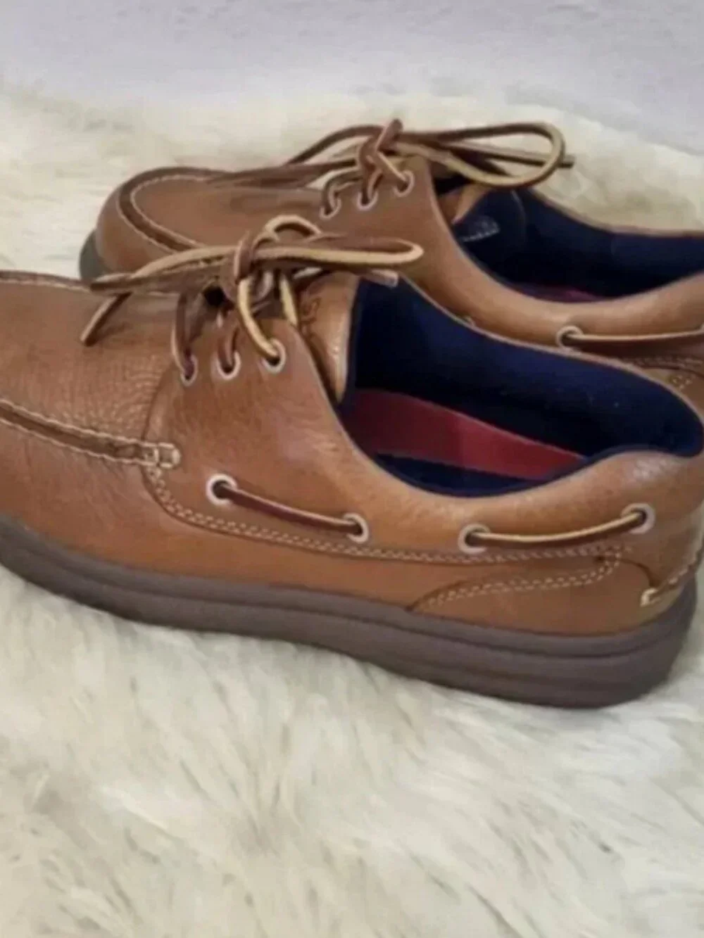 Hush Puppies ZeroG Leather Boat Shoes Men's 9 EW Brown Wide Comfort Oxfords